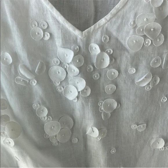 NWOT White Embellished Linen Top - XL Petite - Picture 4 of 5